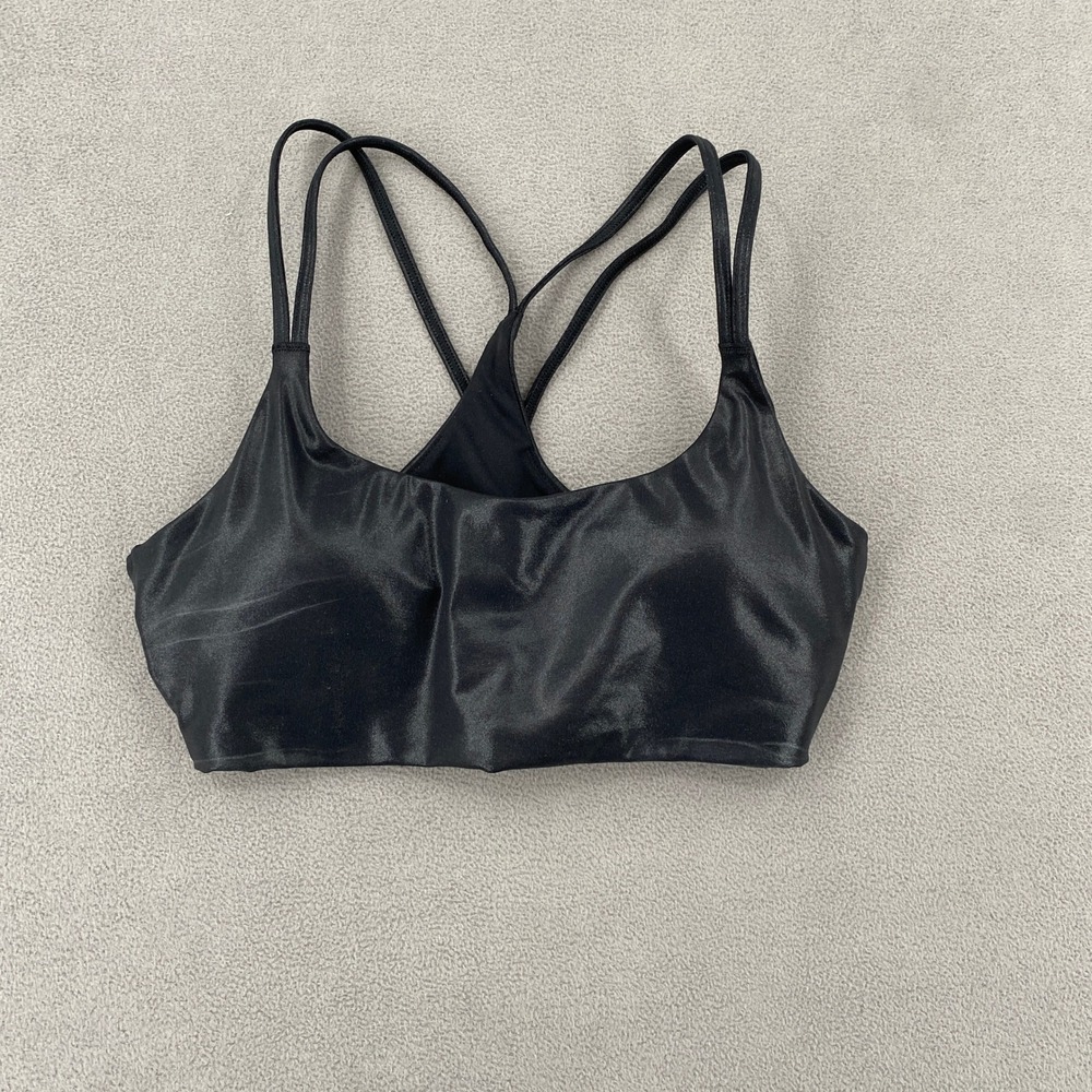 Fabletics Black Shimmer Multi-Strap Racerback Sports Bra Small BA2500503-0307